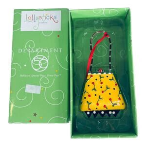 Dept 56 Lollysticks Holiday Ornament Yellow Metal Purse Bag Kym Bowles New Box
